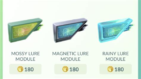 Rainy lure module - Lures are modules you can use to enhance PokéStops. Installing a Lure will attract wild Pokémon to a PokéStop. Under normal circumstances, Lure will last 30 minutes once installed. The effect will benefit you and other Trainers nearby. ... Rainy Lure. Attracts certain Pokémon that love the rain, such as Water-, Bug-, and Electric-Type ...